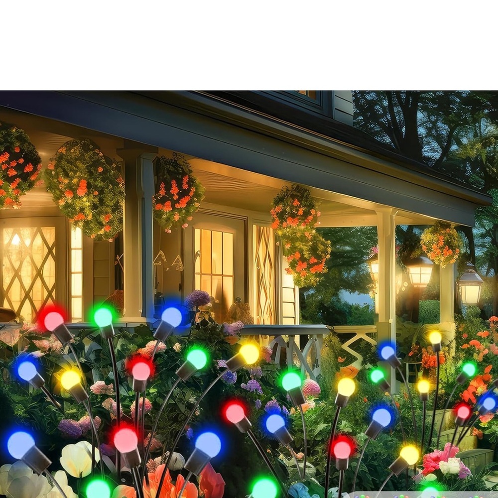 2025 Solar Lights Outdoor Waterproof, 2 Pack Garden Lights, 16 Firefly Lights